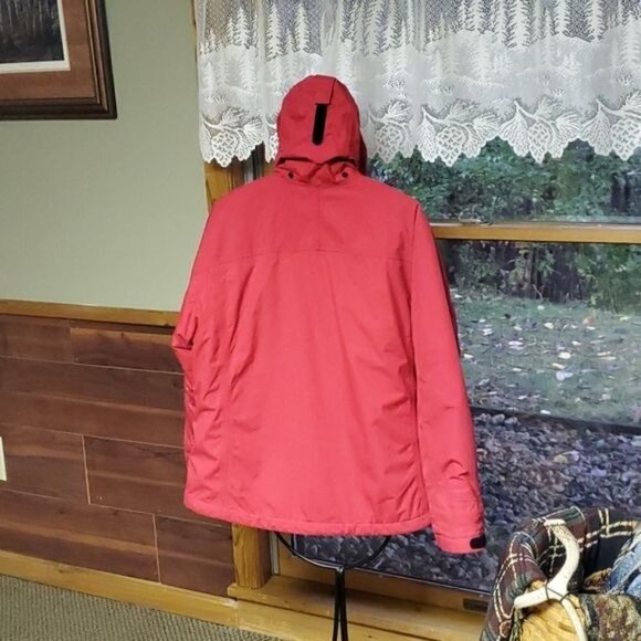 Lands' End Thermolite Hooded Long Sleeve Quilted Red Pocketed Winter Sz L Jacket - Picture 4 of 11